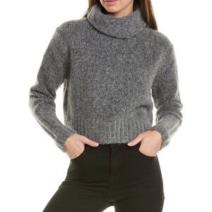 All Saints large Josephine Jumper Gray cropped turtleneck sweater